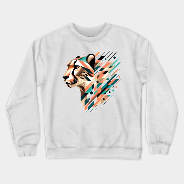 Geometric Prowess - Abstract Cheetah Crewneck Sweatshirt by The Tee Bizarre